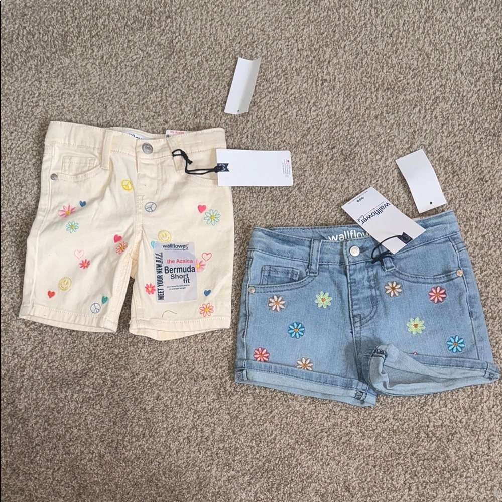 Wallflower Kids Embroidered Denim Shorts - Bundle (Includes Everything)